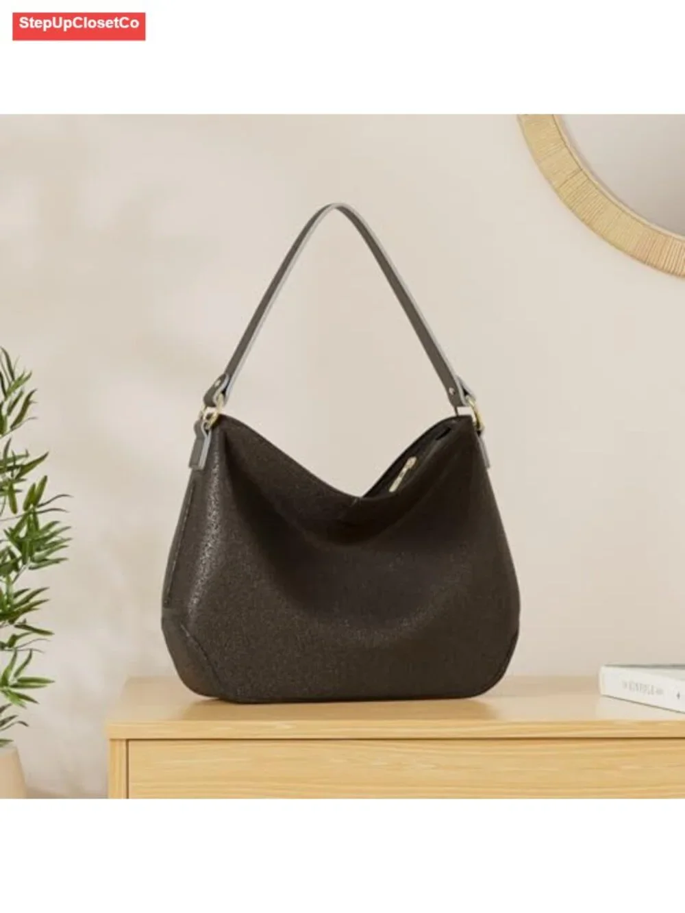 Hobo Shoulder Bag Vegan Leather Lightweight Medium Handbag